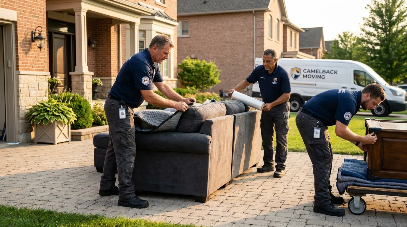 Large estate moving crew wrapping furniture in Bloomsburg, PA