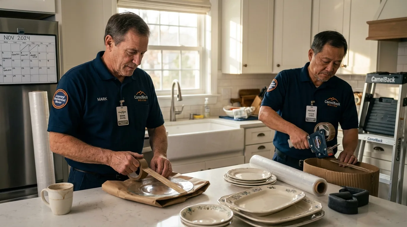 Professional crew packing kitchen dishware in Bloomsburg, PA